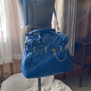 Steve Madden Royal Blue Quilted Satchel with Detachable Crossbody Strap